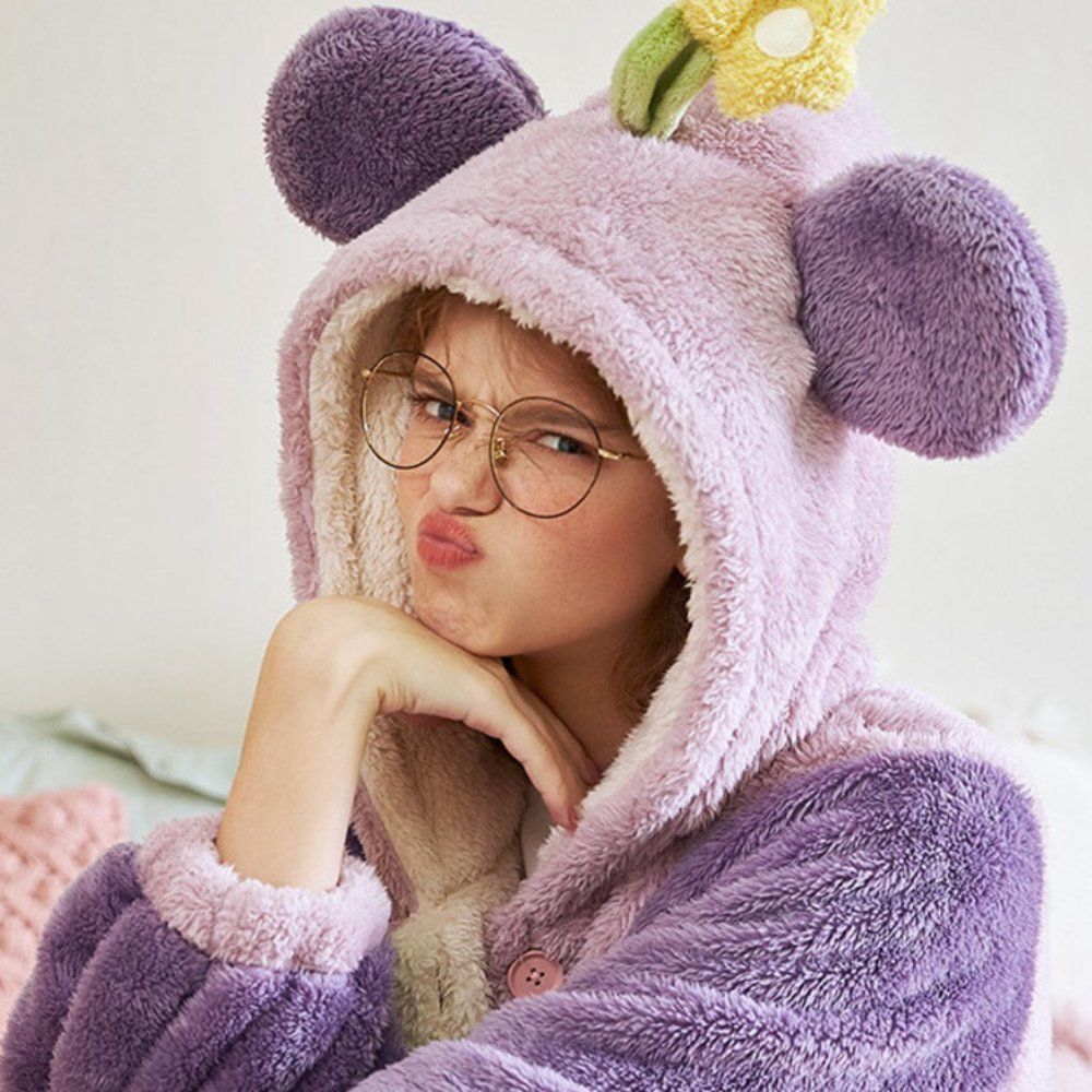 Disney Purple Mickey Mouse Plush Pajama Robe